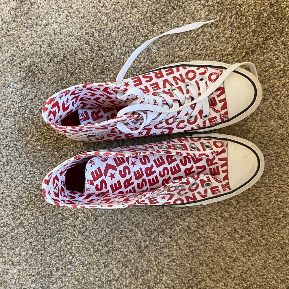 Converse Red and White Graphic High-Tops